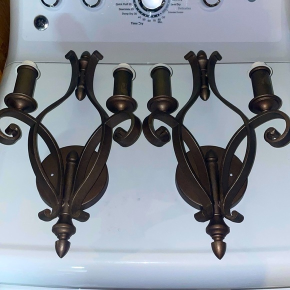 French neon classical 2 light wall fixtures - Picture 1 of 6